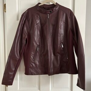 Women's Burgundy Faux Leather Jacket
